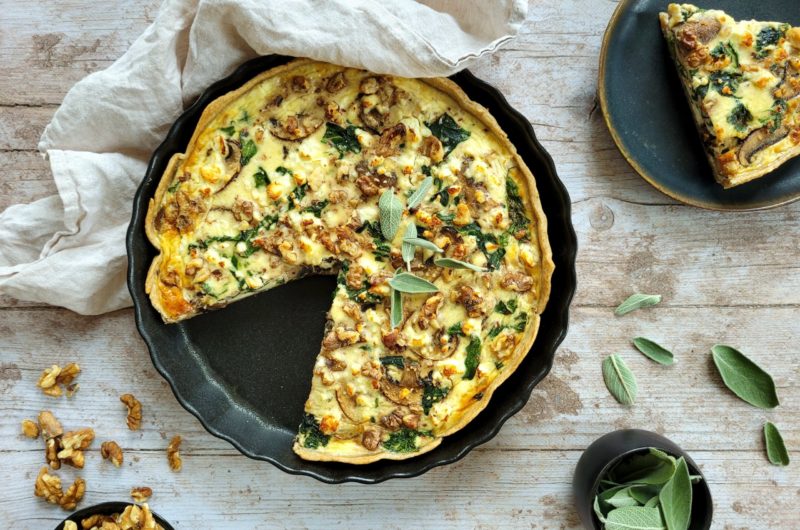 QUICHE AUX CHAMPIGNONS ET ÉPINARDS