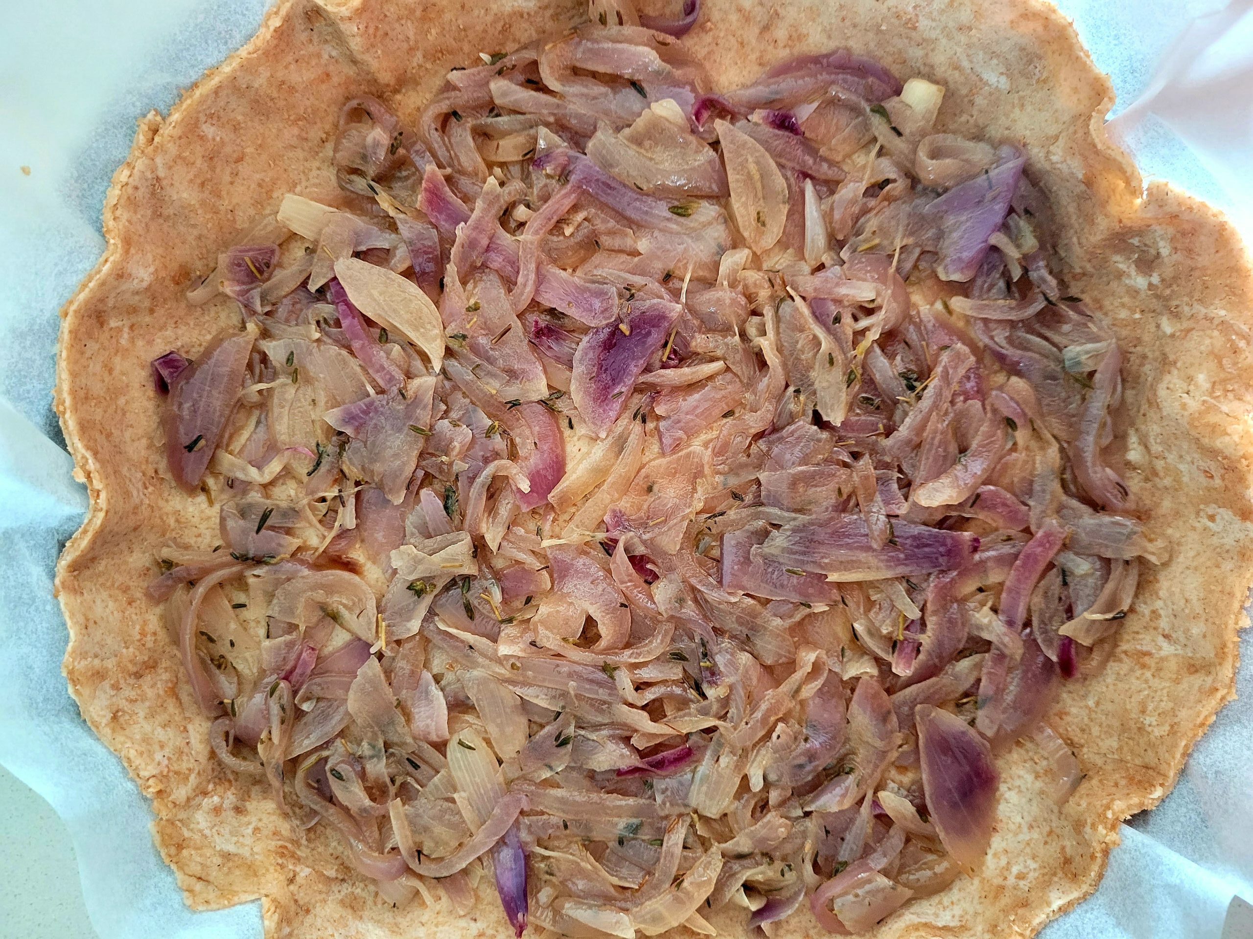 photo de la préparation d'une tarte au butternut