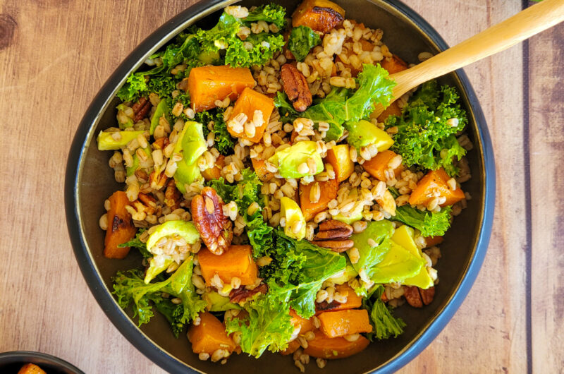 SALADE D'ORGE AUTOMNALE, COURGE ET CHOU KALE