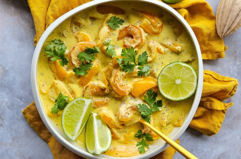 CREVETTES SAUCE FRUIT DE LA PASSION ET POIVRON