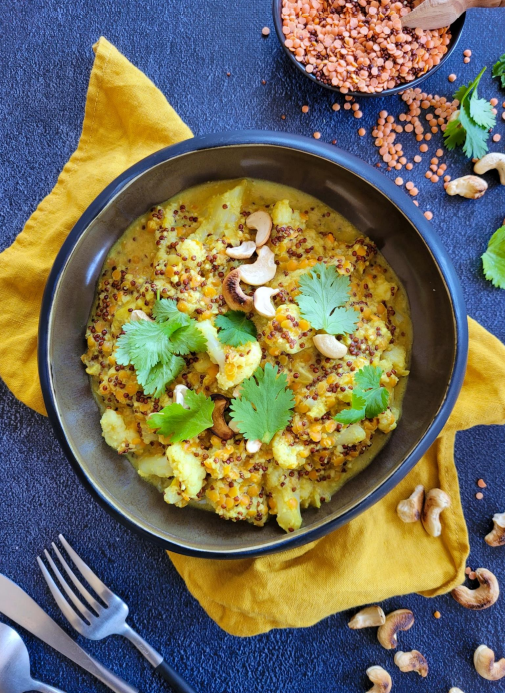 korma de chou-fleur et lentilles corail