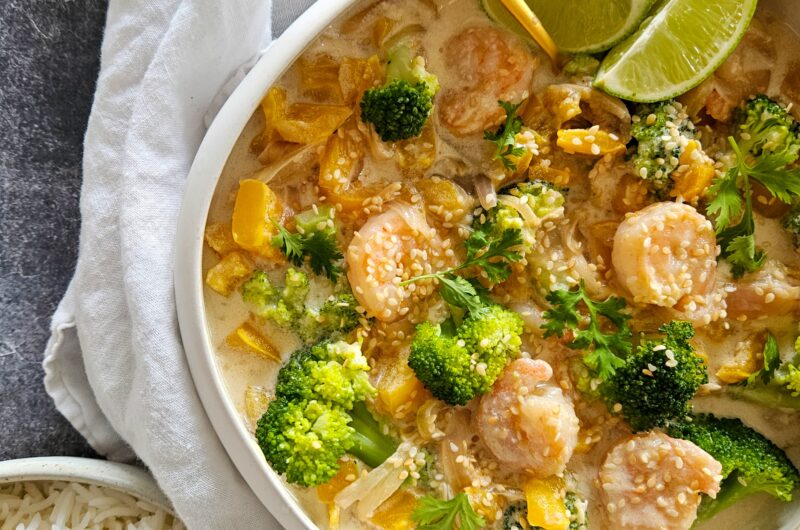 MIJOTÉ DE CREVETTES AU TAHINI ET LAIT DE COCO