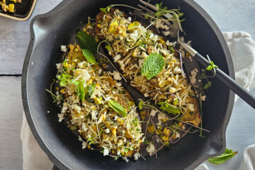 photo culinaire d'aubergines farcies ricotta pistache menthe persil et riz
