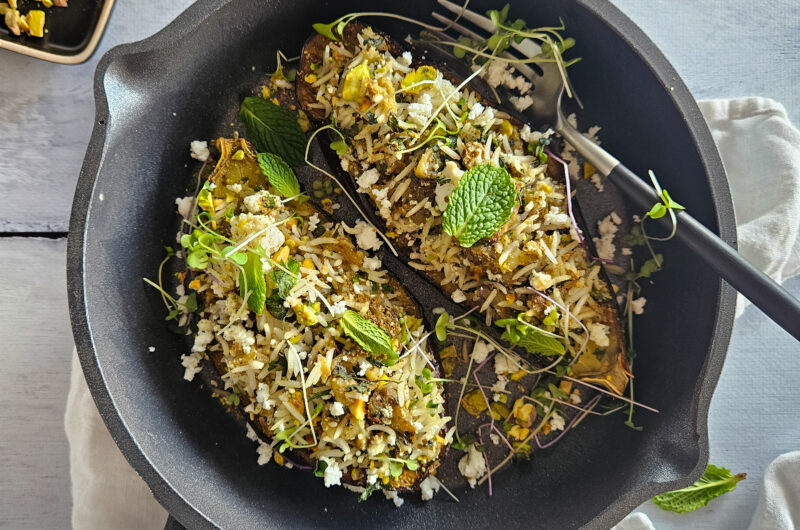 AUBERGINES FARCIES RICOTTA ET PISTACHE