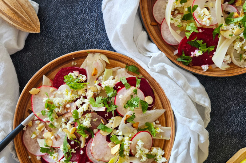 CARPACCIO DE LÉGUMES CRUS ET RICOTTA AUX AGRUMES