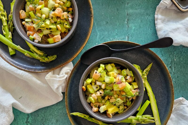 TARTARE D'ASPERGES ET SAUMON À L'ANETH