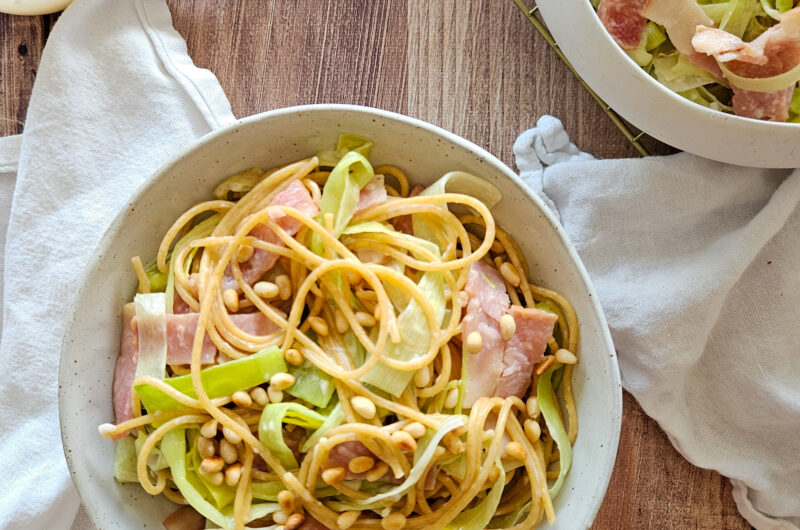 PÂTES AUX POIREAUX ET BACON
