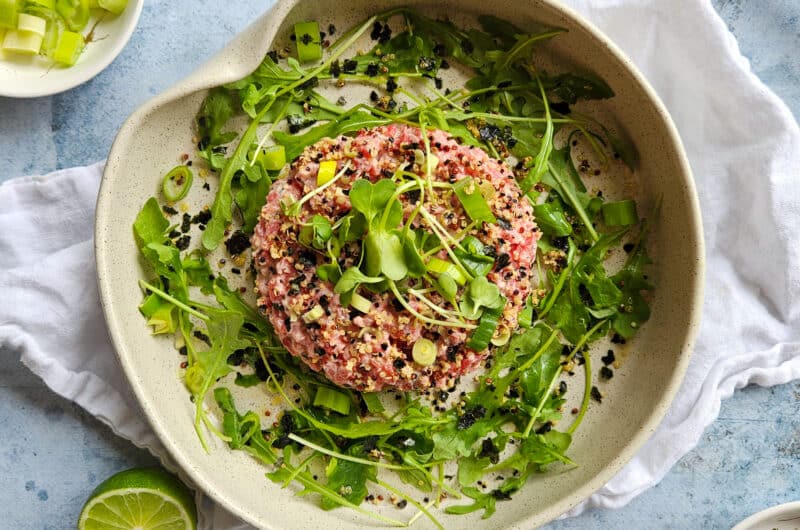 TARTARE DE BOEUF AU NORI, QUINOA CROQUANT